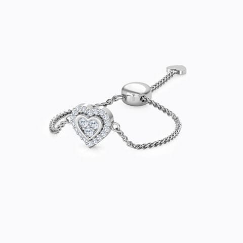 Heart in Heart Diamond Flexi Ring Diamond Adjustable Rings 14 Karat White Gold Heart in Heart Diamond Flexi Ring