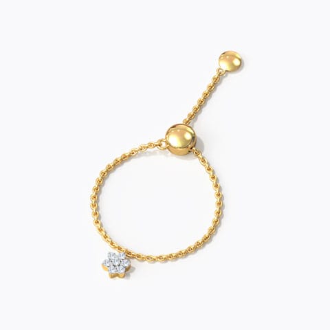 Diamond Cluster Flexi Ring Diamond Adjustable Rings 14 Karat Yellow Gold Diamond Cluster Flexi Ring