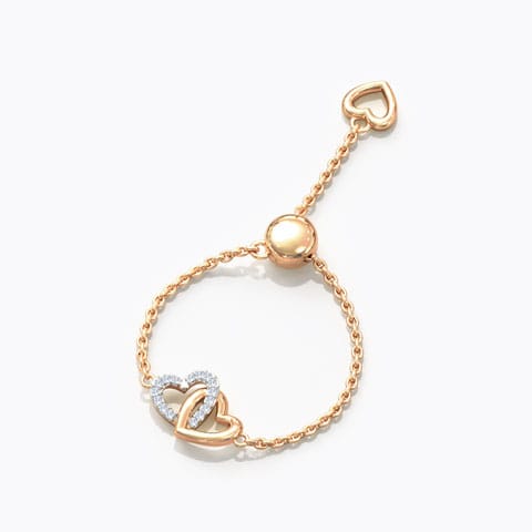 Intertwined Heart Diamond Flexi Ring Diamond Adjustable Rings 14 Karat Rose Gold Intertwined Heart Diamond Flexi Ring