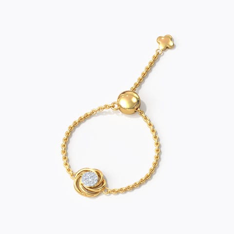 Swirl Diamond Adjustable Ring Diamond Adjustable Rings 14 Karat Yellow Gold Swirl Diamond Adjustable Ring
