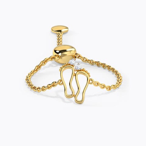 Footprints Diamond Flexi Ring Diamond Adjustable Rings 14 Karat Yellow Gold Footprints Diamond Flexi Ring