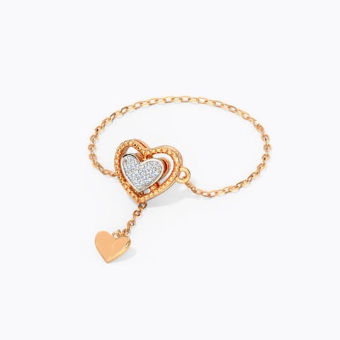 Gleaming Heart Diamond Flexi Ring Diamond Adjustable Rings 14 Karat Rose Gold Gleaming Heart Diamond Flexi Ring