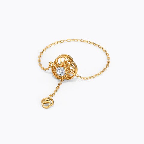 Graceful Swirl Diamond Flexi Ring Diamond Adjustable Rings 14 Karat Yellow Gold Graceful Swirl Diamond Flexi Ring