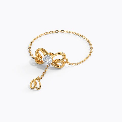 Twine Heart Diamond Flexi Ring Diamond Adjustable Rings 14 Karat Yellow Gold Twine Heart Diamond Flexi Ring
