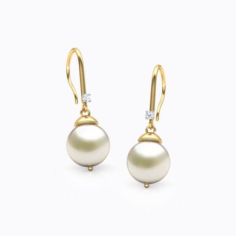Felicity Pearl Drop Earrings Diamond,Gemstone Earrings 18 Karat Yellow Gold Felicity Pearl Drop Earrings