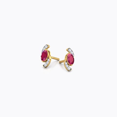 Spin Gemstone Stud Earrings Diamond,Gemstone Earrings 18 Karat Yellow Gold Spin Gemstone Stud Earrings