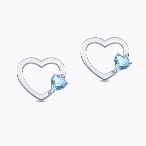 Heart Cluster Gemstone Stud Earrings Diamond,Gemstone Earrings 18 Karat White Gold Heart Cluster Gemstone Stud Earrings