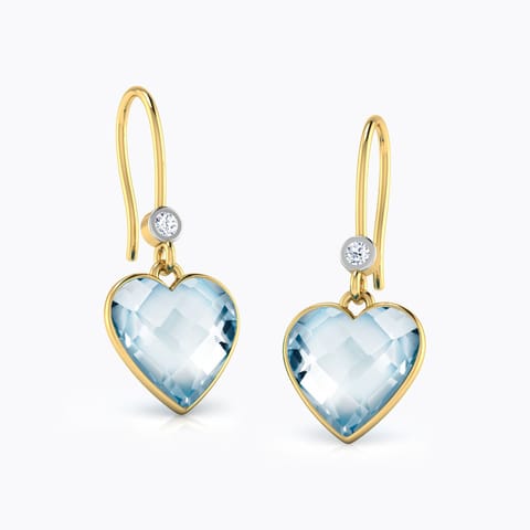 Heartthrob Classic Gemstone Drop Earrings Diamond,Gemstone Earrings 18 Karat Yellow Gold Heartthrob Classic Gemstone Drop Earrings