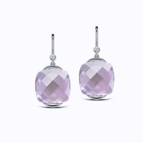 Naked Gemstone Drop Earrings Diamond,Gemstone Earrings 18 Karat White Gold Naked Gemstone Drop Earrings