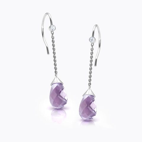 Claire Gemstone Drop Earrings Diamond,Gemstone Earrings 18 Karat Yellow Gold Claire Gemstone Drop Earrings