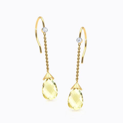 Claire Gemstone Drop Earrings Diamond,Gemstone Earrings 18 Karat Yellow Gold Claire Gemstone Drop Earrings