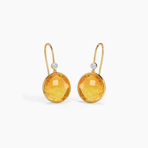 Blazing Sun Gemstone Drop Earrings Diamond,Gemstone Earrings 18 Karat Yellow Gold Blazing Sun Gemstone Drop Earrings