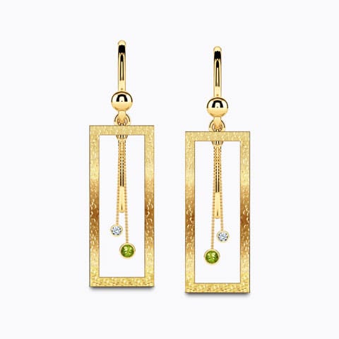 Double Pendulum Diamond Drop Earrings Diamond,Gemstone Earrings 18 Karat Yellow Gold Double Pendulum Diamond Drop Earrings