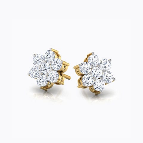 Classic Seven-Stone Diamond Studs Diamond Earrings 14 Karat Yellow Gold Classic Seven-Stone Diamond Studs