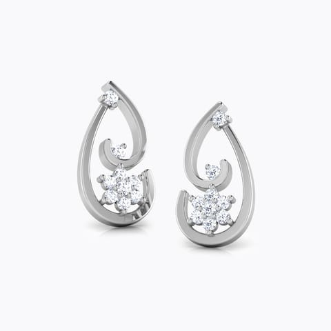 Spiral Star Platinum Stud Earrings Platinum,Diamond Earrings Platinum 950 Platinum Spiral Star Platinum Stud Earrings