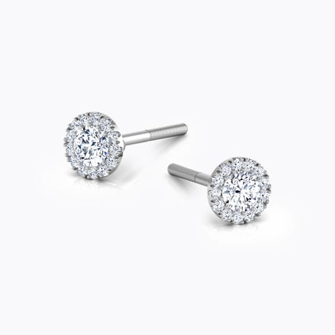 Halo Bloom Diamond Stud Earrings Diamond Earrings 18 Karat White Gold Halo Bloom Diamond Stud Earrings