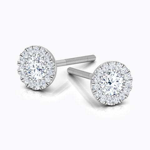 Halo Eternity Diamond Stud Earrings Diamond Earrings 14 Karat White Gold Halo Eternity Diamond Stud Earrings