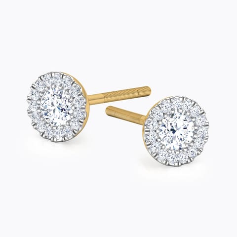 Halo Eternity Diamond Stud Earrings Diamond Earrings 18 Karat Yellow Gold Halo Eternity Diamond Stud Earrings