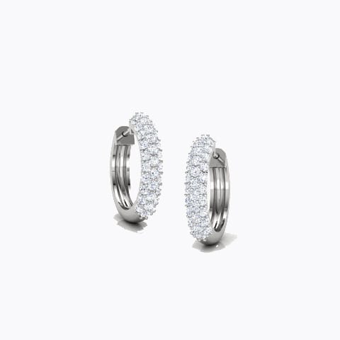 Stacked Stones Diamond Hoop Earrings Diamond Earrings 18 Karat White Gold Stacked Stones Diamond Hoop Earrings