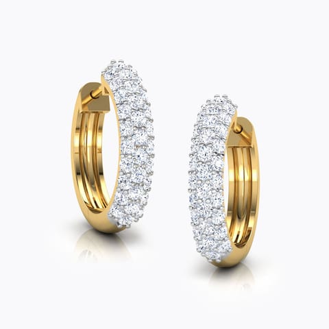 Stacked Stones Diamond Hoop Earrings Diamond Earrings 18 Karat Yellow Gold Stacked Stones Diamond Hoop Earrings