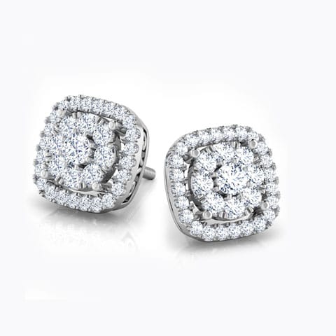Glitzy Diamond Stud Earrings Diamond Earrings 14 Karat White Gold Glitzy Diamond Stud Earrings