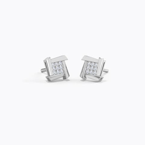 Ludo Square Diamond Stud Earrings Diamond Earrings 18 Karat White Gold Ludo Square Diamond Stud Earrings