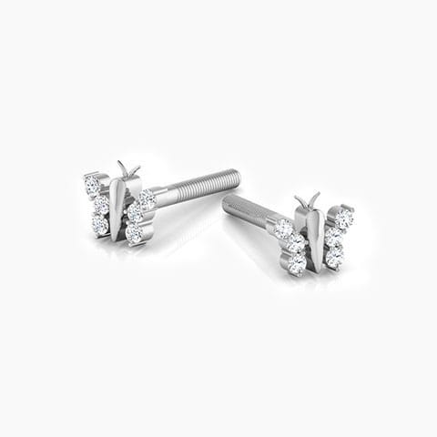 Flutter Sparkle Diamond Stud Earrings Diamond Earrings 18 Karat White Gold Flutter Sparkle Diamond Stud Earrings