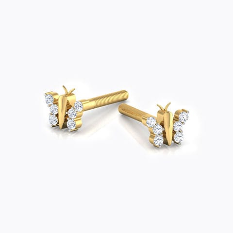 Flutter Sparkle Diamond Stud Earrings Diamond Earrings 14 Karat Yellow Gold Flutter Sparkle Diamond Stud Earrings