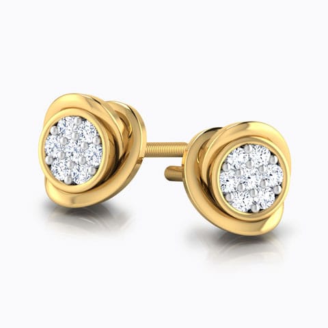 Aara Swirl Diamond Stud Earrings Diamond Earrings 18 Karat Yellow Gold Aara Swirl Diamond Stud Earrings