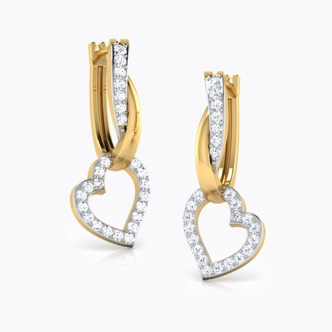 Jill Heart Diamond Drop Earrings Diamond Earrings 18 Karat Yellow Gold Jill Heart Diamond Drop Earrings