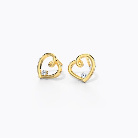 Julinka Heart Diamond Stud Earrings Diamond Earrings 18 Karat Yellow Gold Julinka Heart Diamond Stud Earrings
