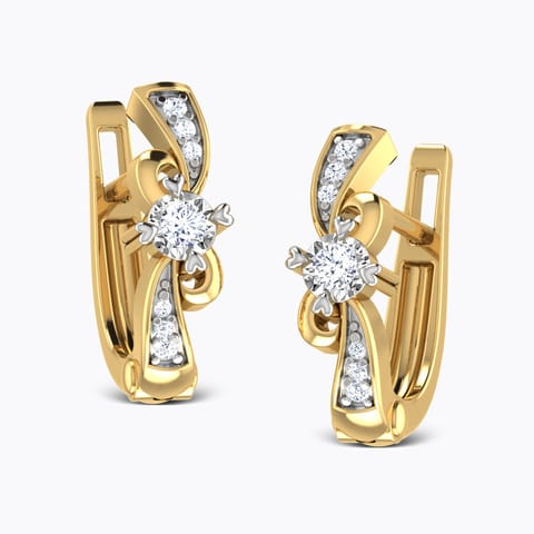 Twisty Curl Diamond Hoop Earrings Diamond Earrings 18 Karat Yellow Gold Twisty Curl Diamond Hoop Earrings
