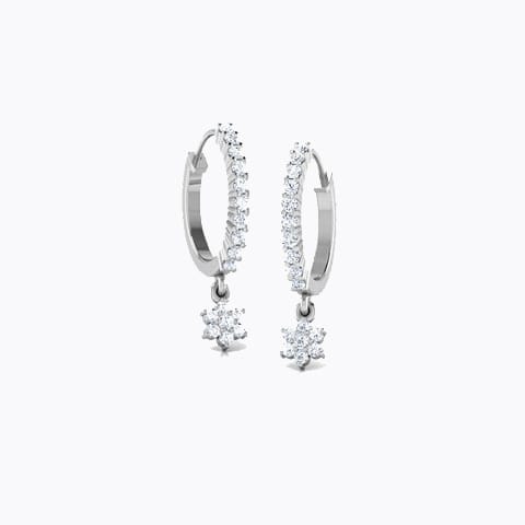 Fern Diamond Hoop Earrings Diamond Earrings 18 Karat White Gold Fern Diamond Hoop Earrings