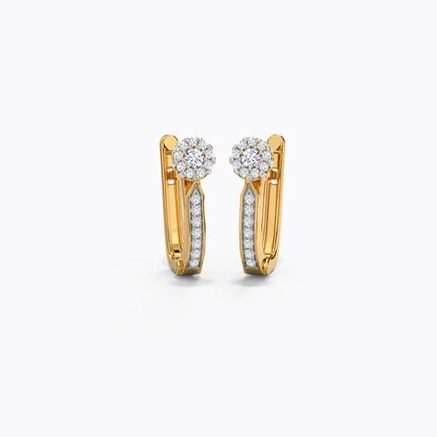 Linear Diamond Hoop Earrings Diamond Earrings 18 Karat Yellow Gold Linear Diamond Hoop Earrings
