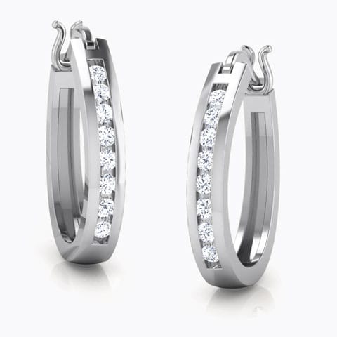 Wendy Diamond Hoop Earrings Diamond Earrings 14 Karat White Gold Wendy Diamond Hoop Earrings