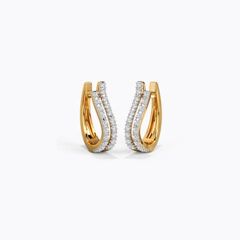 Wave Diamond Hoop Earrings Diamond Earrings 18 Karat Yellow Gold Wave Diamond Hoop Earrings