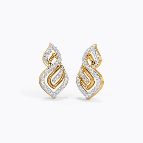 Glazing Flame Diamond Stud Earrings Diamond Earrings 18 Karat Yellow Gold Glazing Flame Diamond Stud Earrings