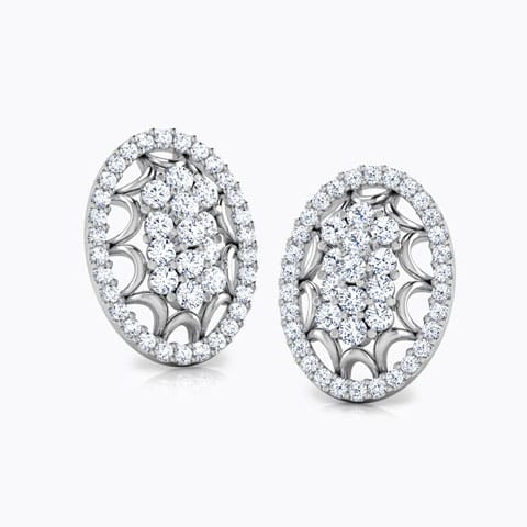 Oval Mesa Diamond Stud Earrings Diamond Earrings 14 Karat White Gold Oval Mesa Diamond Stud Earrings