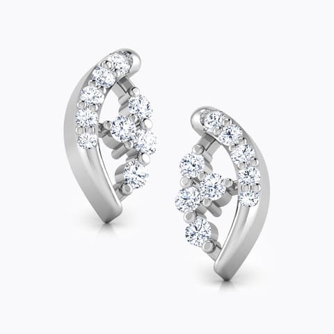 Dazzling Pie Diamond Stud Earrings Diamond Earrings 14 Karat White Gold Dazzling Pie Diamond Stud Earrings
