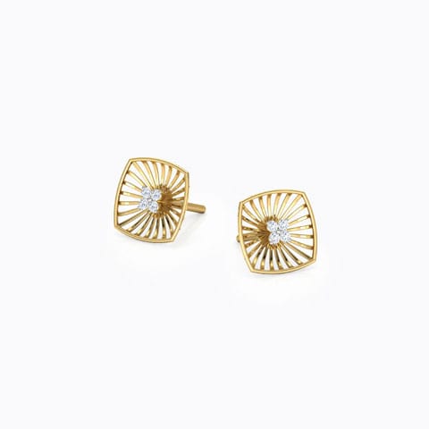 Cushion Wired Diamond Stud Earrings Diamond Earrings 18 Karat Yellow Gold Cushion Wired Diamond Stud Earrings