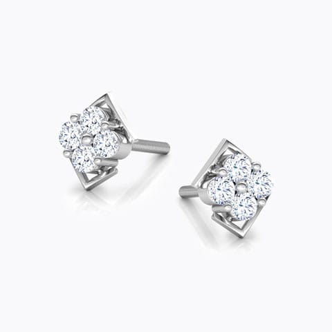 Niche Diamond Stud Earrings Diamond Earrings 14 Karat White Gold Niche Diamond Stud Earrings