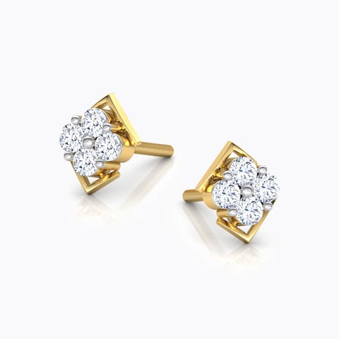 Niche Diamond Stud Earrings Diamond Earrings 18 Karat Yellow Gold Niche Diamond Stud Earrings