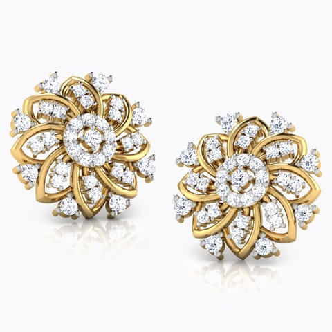 Anusha Diamond Stud Earrings Diamond Earrings 18 Karat Yellow Gold Anusha Diamond Stud Earrings