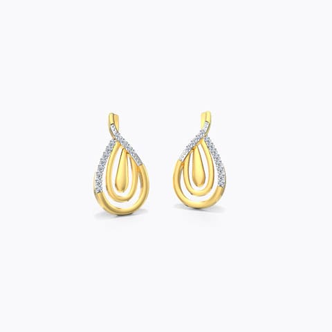 Folded Leaf Diamond Stud Earrings Diamond Earrings 18 Karat Yellow Gold Folded Leaf Diamond Stud Earrings