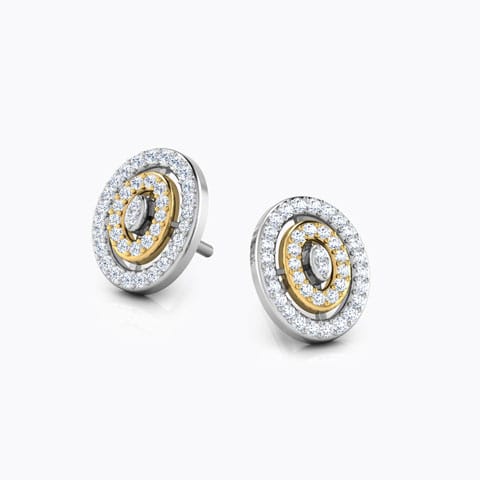 Two Tone Oval Diamond Stud Earrings Diamond Earrings 14 Karat Two Tone Gold Two Tone Oval Diamond Stud Earrings