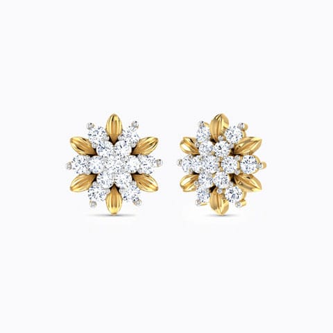 Golden Floret Diamond Stud Earrings Diamond Earrings 18 Karat Yellow Gold Golden Floret Diamond Stud Earrings
