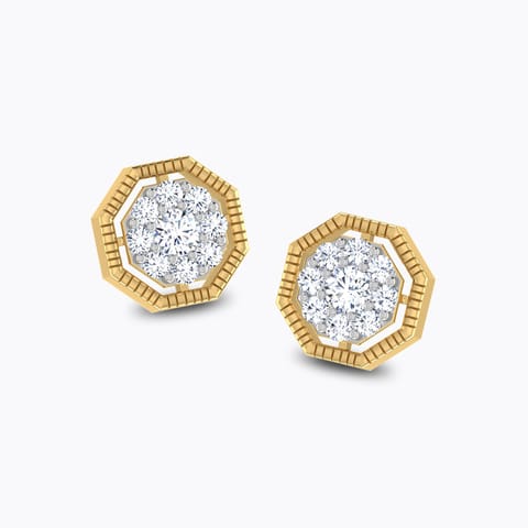 Rope Octagon Diamond Stud Earrings Diamond Earrings 18 Karat Yellow Gold Rope Octagon Diamond Stud Earrings