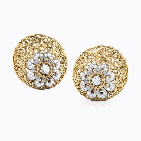Melantha Trellis Diamond Stud Earrings Diamond Earrings 18 Karat Yellow Gold Melantha Trellis Diamond Stud Earrings