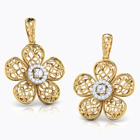 Kalika Trellis Diamond Drop Earrings Diamond Earrings 18 Karat Yellow Gold Kalika Trellis Diamond Drop Earrings