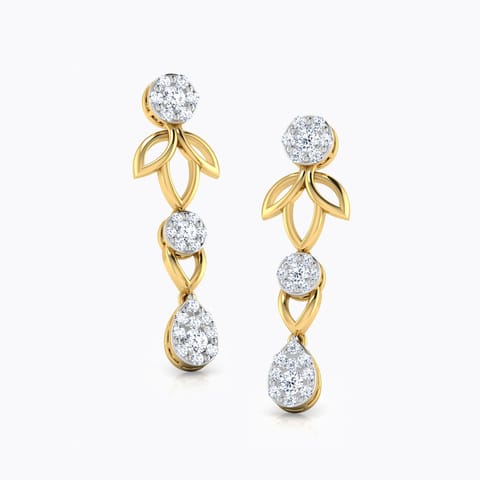 Lotus Petal Diamond Drop Earrings Diamond Earrings 18 Karat Yellow Gold Lotus Petal Diamond Drop Earrings